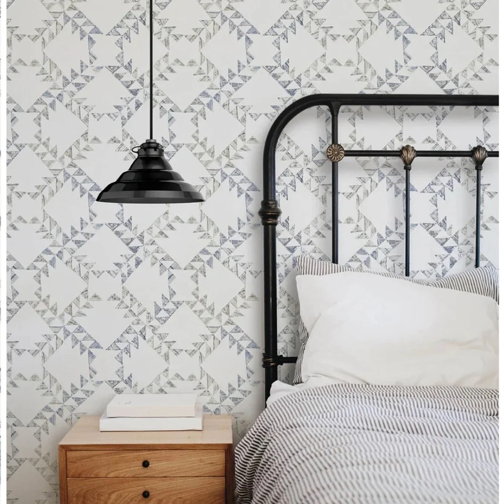 Chesapeake Yellowstone Scrap Quilt Wallpaper in Denim